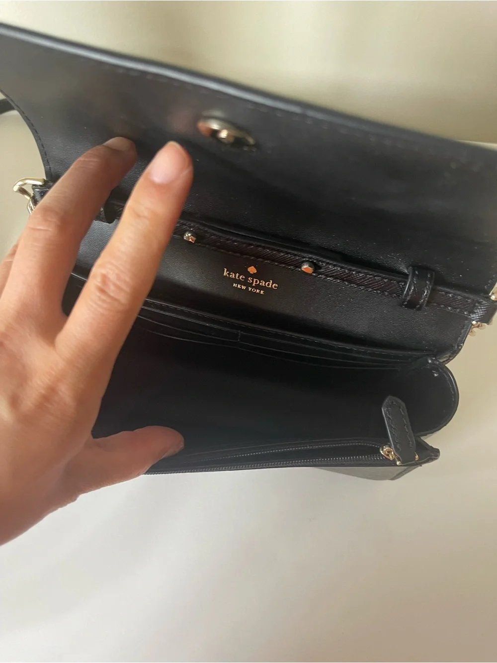 kate spade Black Leather Crossbody Wallet